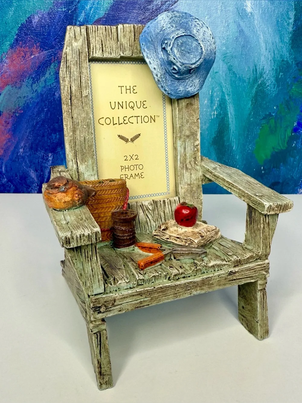Gardening Chair Picture Frame Adirondack Beach Backyard Mini 2x2 Photo Vintage